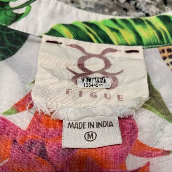 Figue Shaina Botanical Beach 100% Cotton Summer Shirtdress M - Picture 10 of 12